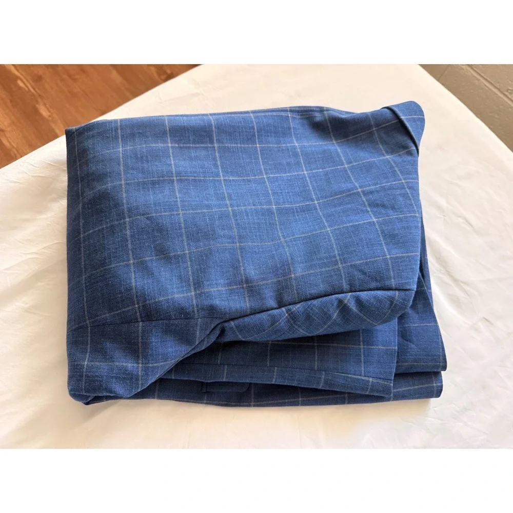 Lauren Ralph Lauren Mens Blue Windowpane Plaid Two Button Blazer Jacket 42L